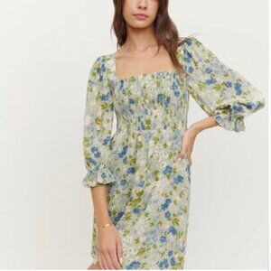 Reformation Green Floral Dress
